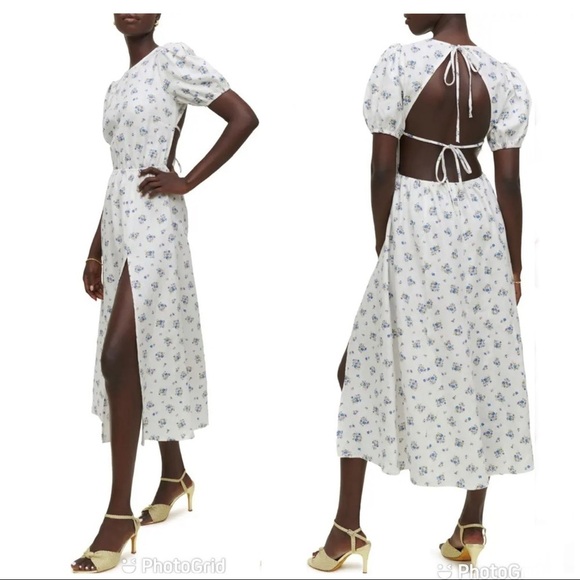 Reformation Annalise Open Back Linen Midi Dress in Blaire New with Tags!